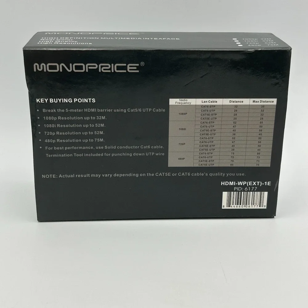 Monoprice HDMI over Cat 5/Cat 6 Wall Plate Extender Kit HDMI-WP(EXT)-1‎